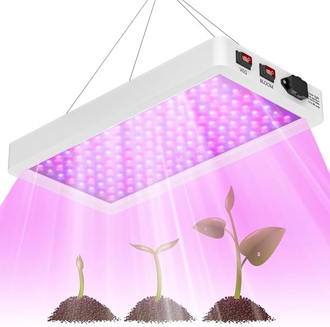 800W Full Spectrum LED Grow Plant Light Bloom/Veg 2Modes Dimmable Planting Fill Lamp 110V Greenhouse Hydroponic Flower Vegs Succulent Potted Fruit Seeds UV/IR Cultivation Lighting with Hook US Plug