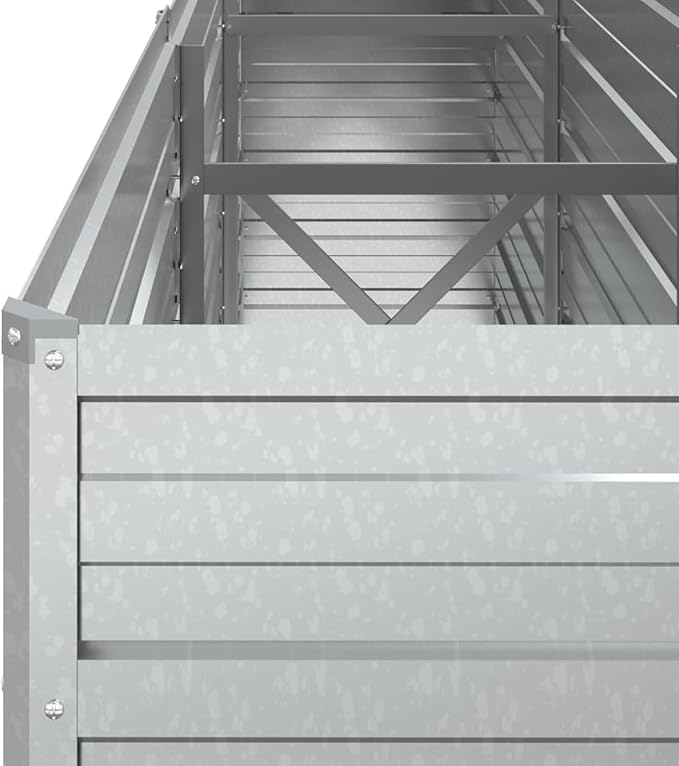 Bopdu Garden Raised Bed 94.5x15.7x30.3 Galvanized Steel Silver Backyard Patio Planter Raised Beds for Vegetables Outdoor Garden Raised Planter Box for Flowers Fruits