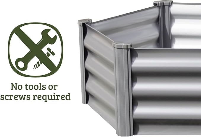 ABSCO Premium Galvanized DIY 3' x 3' Hexagon Garden Bed DIY with Easy Assembly and Superior Drainage Woodland Gray Galvanized Steel Metal Planter Garden Planter Box with 16 Walls for All Plants