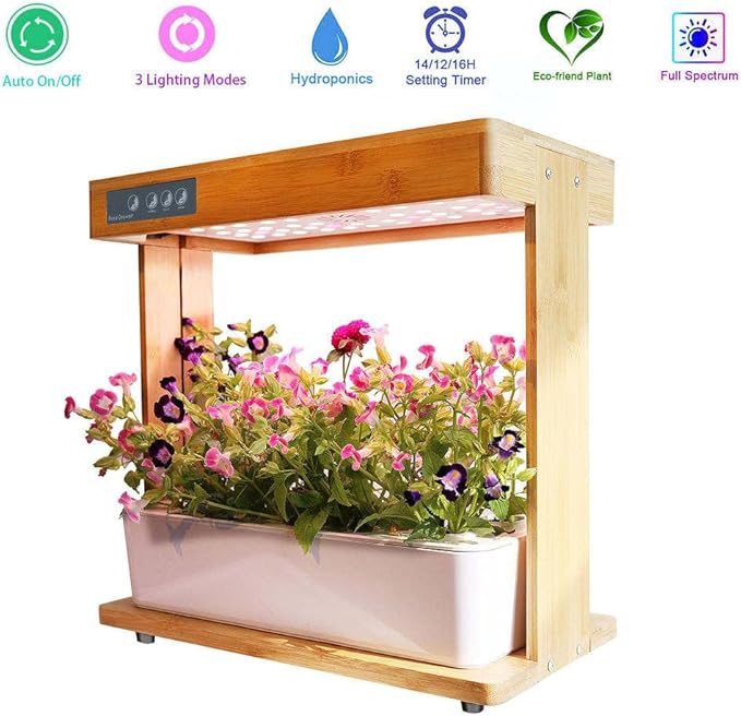Hydroponic Flower Pot 8-Hole Hydroponic Machine Hydroponic Growing System with Smart Led Grow Light Three Adjustable Time Options and Two Spectrum Formulas 7l Water Tank Timed Water Pump