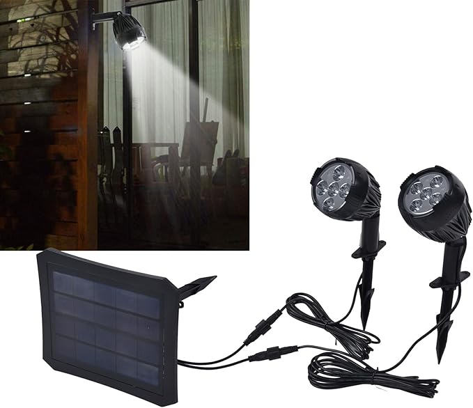 Outdoor Solar Lights 5V 3W Polysilicon Panel Fully Enclosed ABS Design Energy Saving - Weatherproof Spotlight Easy Installation for Garden and Yard