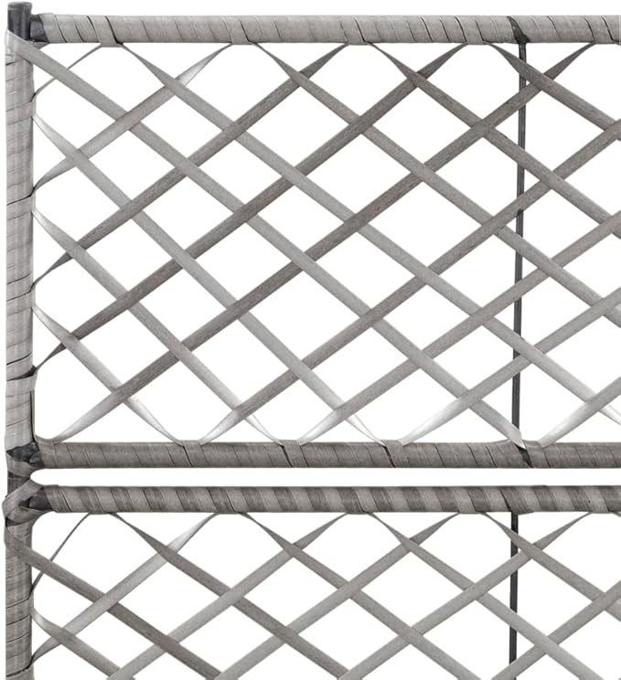 Garden PlanterOutdoor Plant BoxPatio Balcony Deck for Growing Flowers Vegetables Tomatoes and HerbsTrellis Raised Bed with 2 Pots 22.8 x 11.8 x 42.1 Poly Rattan Gray