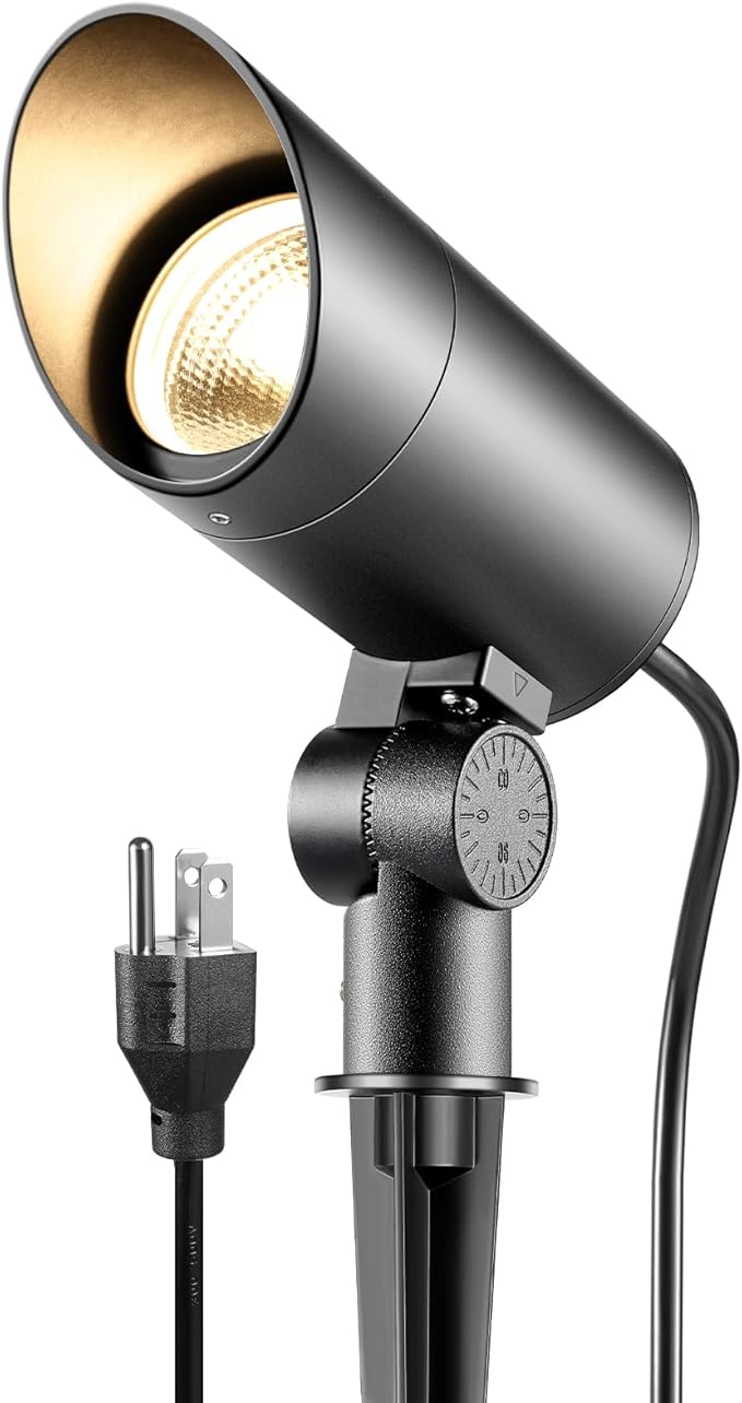 Junview 30W LED Spot Lights Outdoor 120V Waterproof Flag Pole Light 3000LM Ultra Bright Outdoor Spotlight Warm White Landscape Lights with 5FT Cord with Plug for Tree Yard Garden House(1pack)