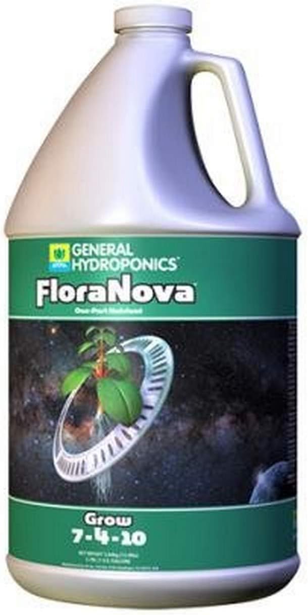 General Hydroponics HGC718805 FloraNova Grow 7-4-10 Robust Strength of Dry Fertilizer But in Rapid Liquid Form Use for Hydroponics Soilless Mixtures Containers &amp Garden Grown Plants 1-Gallon
