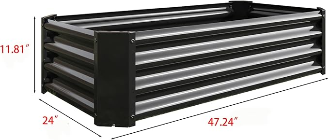 Dawn Metal Raised Garden Bed Rectangle Raised Planter 4×2×1ft for Flowers Plants Vegetables Herb Veezyo Black