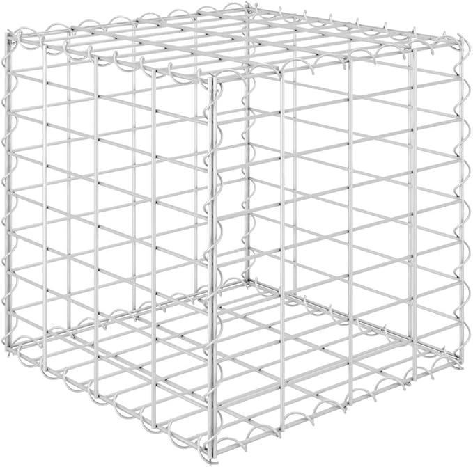 Gabion Raised Bed Silver Steel Wire 15.7x15.7x15.7 inch Square Outdoor Planter Durable Metal Garden Bed for Flowers &amp Plants