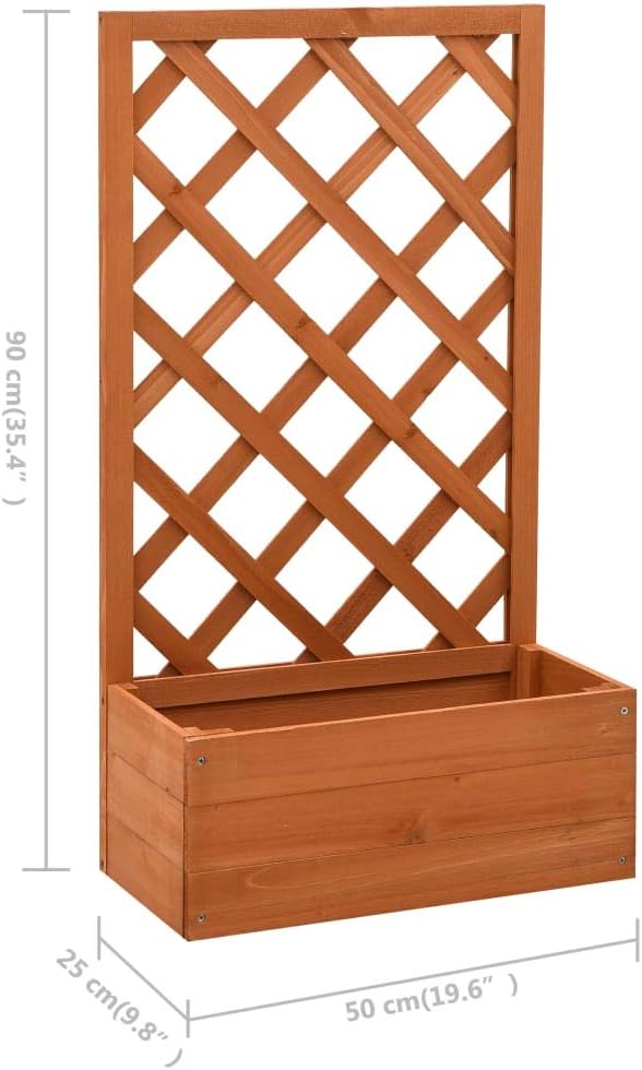 Garden Trellis PlanterWood Planter with Trellis Planter Box with Trellis Raised Garden Bed Outdoor for Plants Hanging Flower BasketsOrange 19.7x9.8x35.4 Solid Firwood