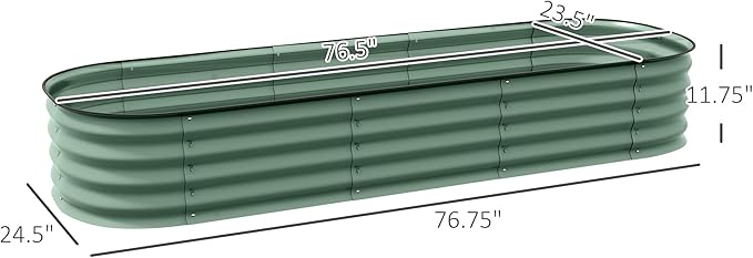 Galvanized Oval Raised Garedn BedOutdoor Garden Beds Metal Raised Beds for Vegetables Outdoor Metal Elevated Planter Box with Safety Edging for Growing Flowers Herbs &amp Vegetables (Green)