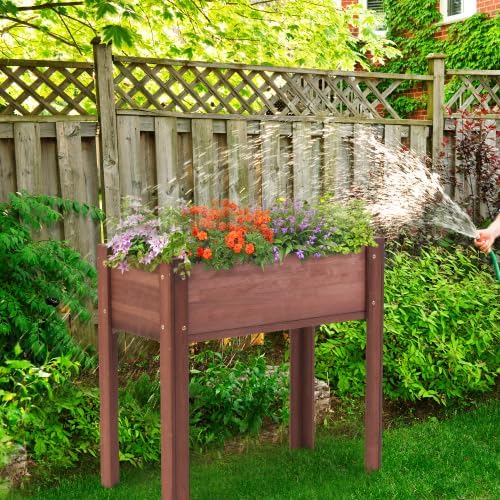 48x24x30 inch Raised Garden Bed with Legs Elevated Wooden Planter Box for Outdoor Plants Flowers Fruits Vegetable Herb Growing. (31 * 16 * 30 Brown)