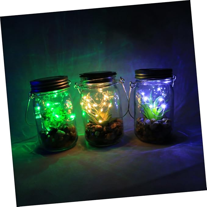 Happyyami Solar Lights Decorative Outdoor Hanging Plant Bottle Lamp Wide Mouth Jar Energy Efficient Led Lights