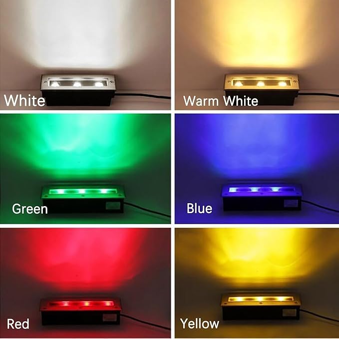 LED Landscape Lights - Outdoor Buried Lights AC 220V Rectangle Floor Lamp IP67 Waterproof Ultra-Thin Recessed Spotlight Decorative Lighting Ground Light Floor Lamp(Yellow12w)