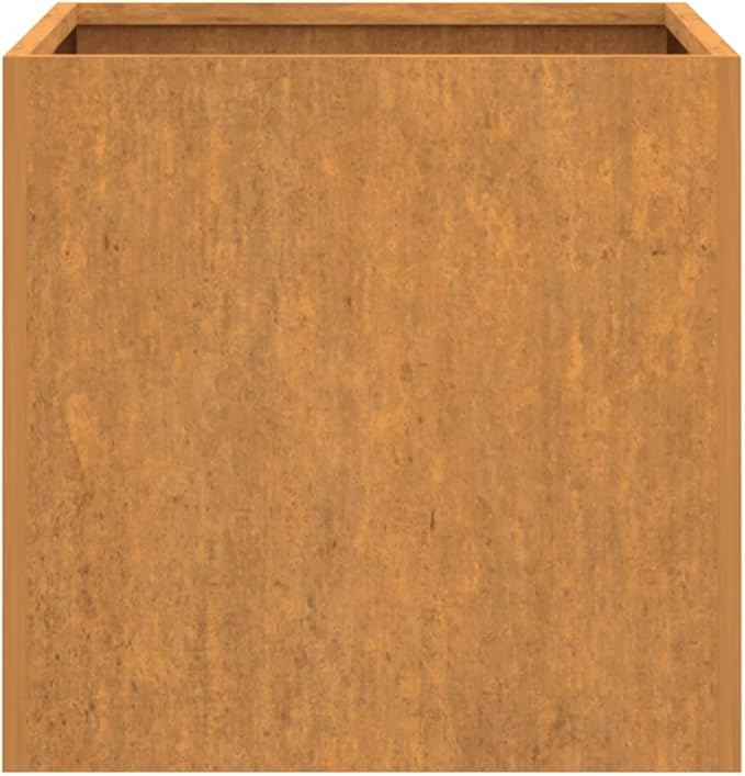 Corten Steel Raised Planter 16.5 x 16.5 x 15.4 in Rustic Square Metal Flower Box Weathering Garden Bed for Patio Balcony Outdoor