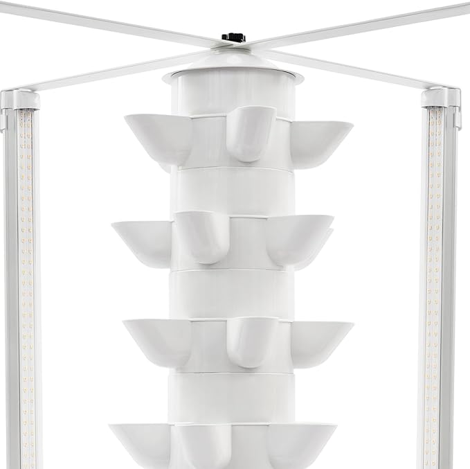 6 Tiers 30 Pods Vertical Hydroponic Tower with LED Grow Light Hydroponic Growing System with Water Pump Indoor Garden Germination Kit for Herbs Vegetables Lettuce Home Balcony Kitchen Use (Black)