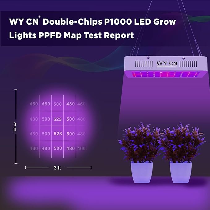 LED Grow Lights P1000 Upgraded Full Spectrum Dual Chip Grow Light with Daisy Chain Design for Hydroponic Indoor Plants Seeding Flowering Fruiting Grow Lights for Indoor Plants