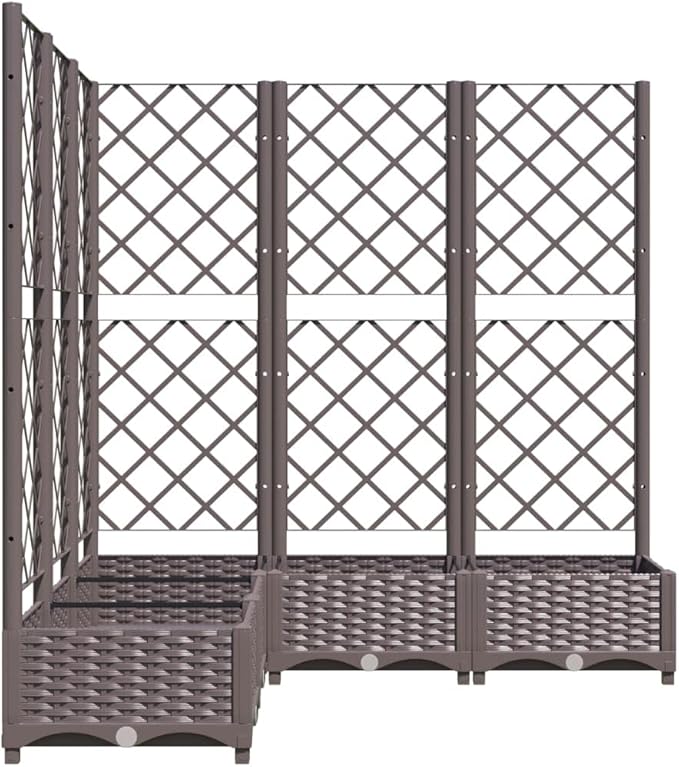 Garden Planter Box with Trellis 47.2 x 47.2 x 47.8 in Brown PP Matte Raised Bed Outdoor Flower &amp Vegetable Box for Patio Balcony Terrace