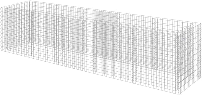 Gabion Raised Garden Bed Silver Galvanized Steel Planter for Outdoor Plants 177.2 x 35.4 x 39.4 Inch Durable Rectangular Garden Bed
