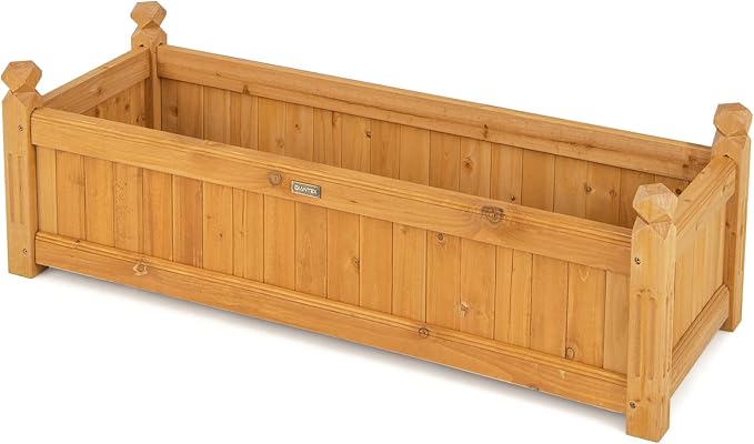IRONMAX Raised Garden Beds 43.5 X 16 X 14 Wooden Planters for Outdoor Plants Vegetable Flowers Herbs Elevated Planter Boxes with Drainage Holes for Patio Backyard Balcony