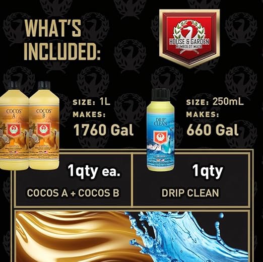 House &amp Garden Cocos A &amp B 1L and Drip Clean 250mL