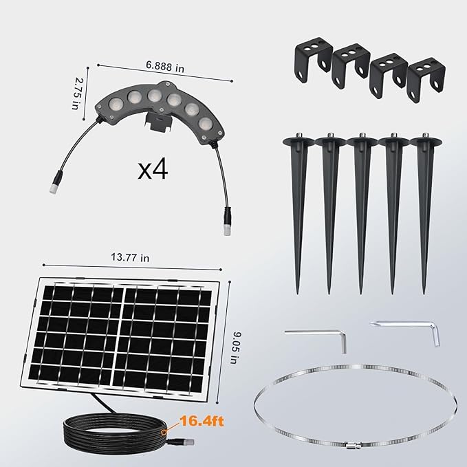 Solar Palm Tree Lights Outdoor Warm Light 3000K Solar Spotlights for Plam Trees 12000 mAh Batteries Solar Powered LED Ring Tree Lights up to 12+ Hours for Outside House Garden Landscape Large Trees