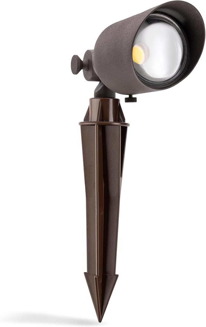 Westgate LFLD-5W-30K-BZB 12V LED Solid Brass Spotlight Bronzed Brass Outdoor Lights Landscape Lighting for Exterior Facade Flagpole Walkway Pathway 5W 400lm LED Light 3000K CREE COB IP67