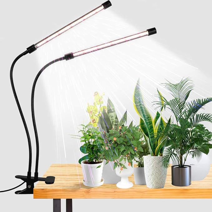 GooingTop LED Grow Light6000K Full Spectrum Clip Plant Growing Lamp with White Red LEDs for Indoor Plants5-Level DimmableAuto On Off Timing 4 8 12Hrs