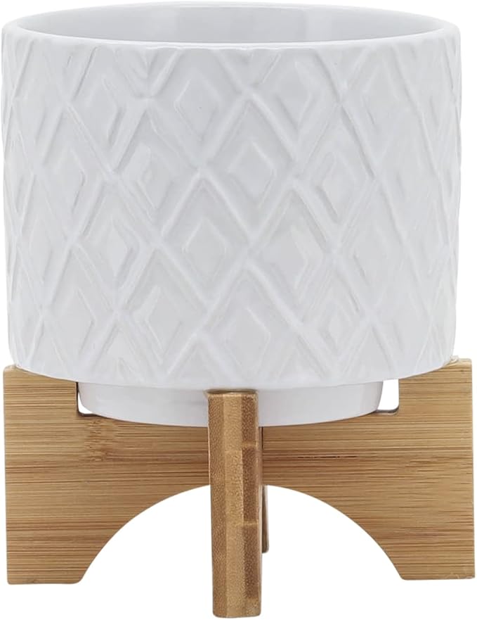 Generic 5 Diamond Planter W Stand White