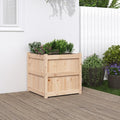 Natural Solid Pine Wood Garden Planter 23.6 Inch Square Outdoor Raised Garden Bed Rustic Finish Plant Container for Patio Balcony Deck Durable Wooden Planter Box