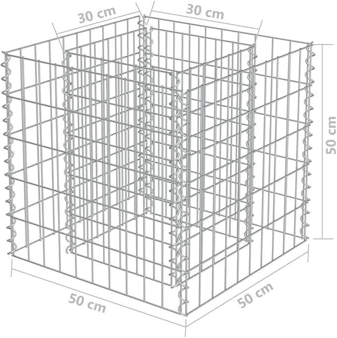 Gabion Raised Bed Galvanised Steel 50 x 50 x 50 cm Gabions Raised Bed Gabions Fence Accessories Gabions Gabion Grid