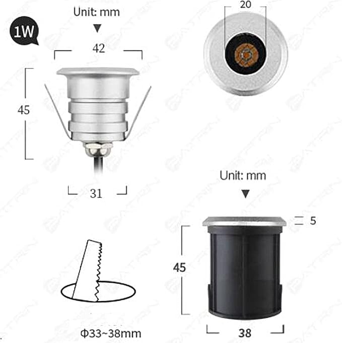 LED Landscape Lights - Outdoor Mini Recessed Spotlight IP67 Waterproof Low Voltage 30° Beam Angle Anti-Glare Easy to Install for Landscape Lighting
