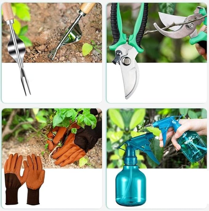 Gardening Tools 9-Piece Heavy Duty Gardening Hand Tools Durable Organizer HandbagRust-Proof Combination Garden Tool Set