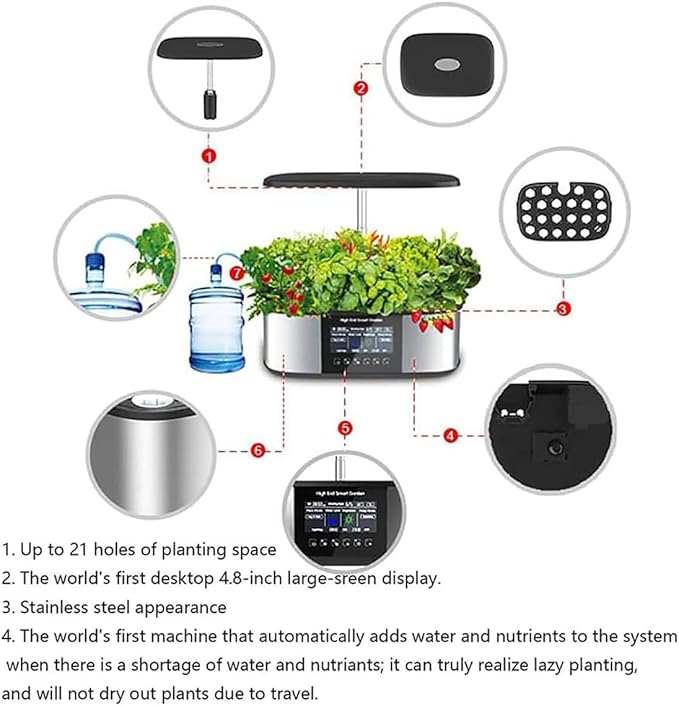 21 Pods Hydroponics Growing System Smart Herb Garden Kit Hydroponics Growing System Indoor Garden A &amp WiFi Control Self-Managed Nurturing &amp Watering for Home Kitchen