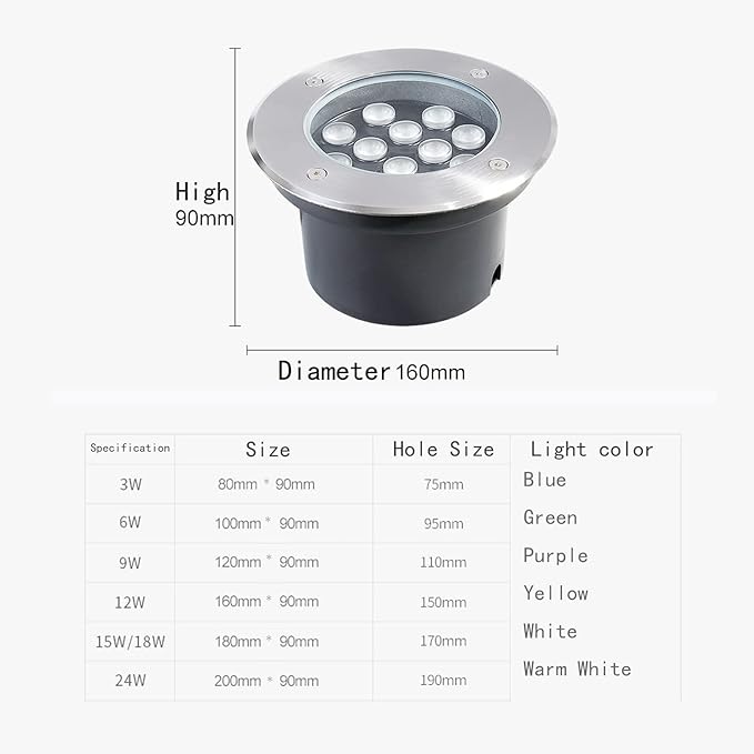 Outdoor Underground Lamp Recessed Spotlight Anti-Rust Aluminum IP65 Waterproof Landscape Light for Garden Walkway Bridge