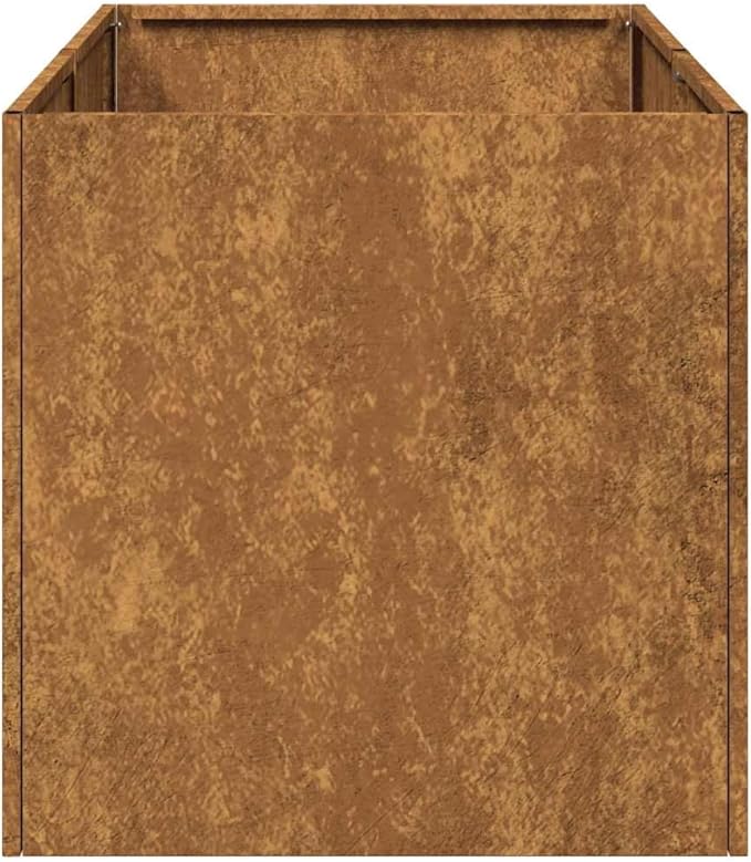 Large Rectangular Outdoor Planter Rusty Weathering Steel Garden Planter Box for Vegetables Flowers Herbs Brown 31.5x15.7x15.7in Rustic Charm