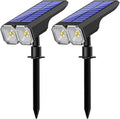 Solar and U Charge 8 RGB Light Options Adjustable 90° Head 2 Pcs Outdoor Waterproof Solar Spotlights for Garden Patio Garage Pathway Abs Material