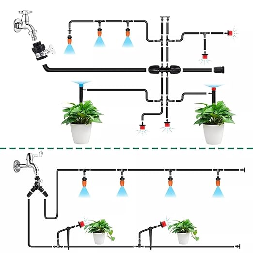 Drip Irrigation System Kit for Garden: 299CPS Automatic Drip Irrigation Kits Greenhouse Plant Watering System with 5 Kinds of Sprayers1/4 inch 1/2 inch Irrigation Tubing Hose for Raised Bed