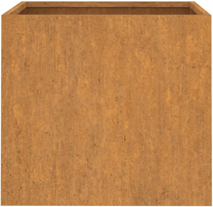 Rectangular Corten Steel Planter Medium Durable Metal Garden Bed for Outdoor Plants Weathered Brown Finish 19.3x18.5x18.1 Inches
