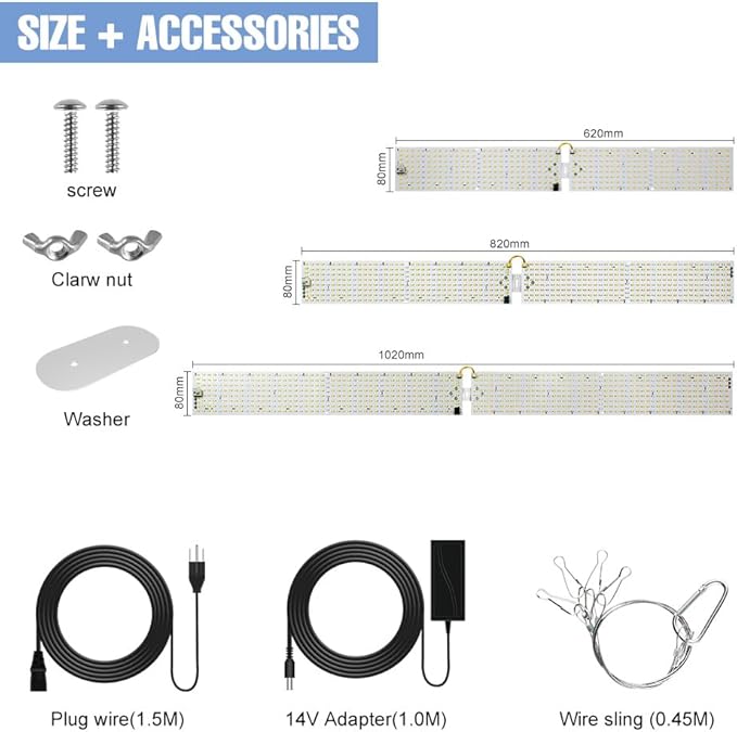 2Pack 300W Plants Growth Lights 110V Sunlight Seed Hydroponic Lamps 100-277V Full Spectrum Greenhouse Tent Plants Fill Lights UV/IR Vegs Flower Cactus Succulent Cultivation Lighting with Hook US Plug