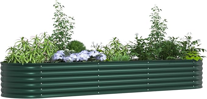 Powder-Coated Garden Raised Bed Metal Planter Box for Vegetables Flowers Herbs Green Galvanized Steel 126 x 31.5 x 17.3 in-609