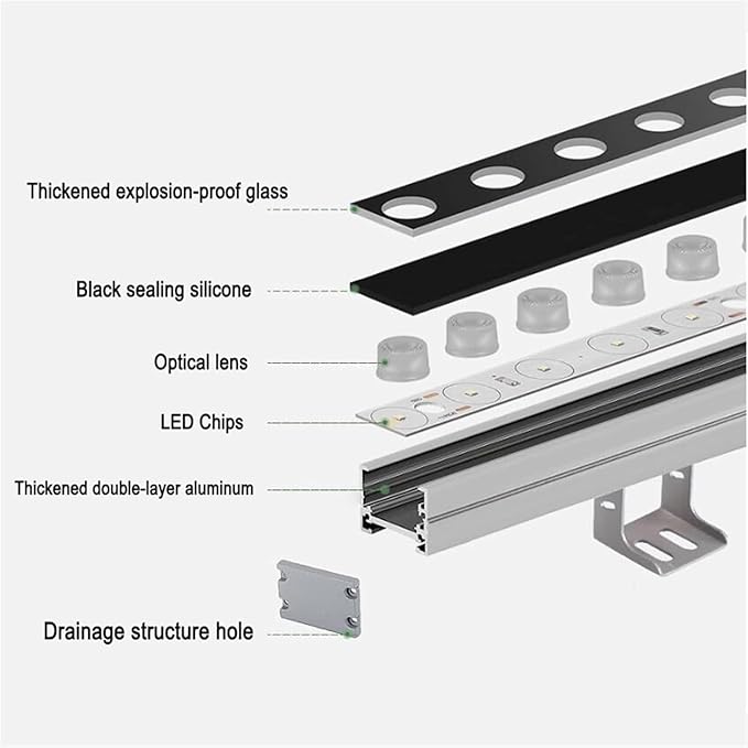 Outdoor Buried Lights - Ground LED Landscape Lamp IP67 ?Waterproof Recessed Long Contour Spotlight DC 24V Low Voltage Wall Washer Light for Garden Deck YardRed 24W