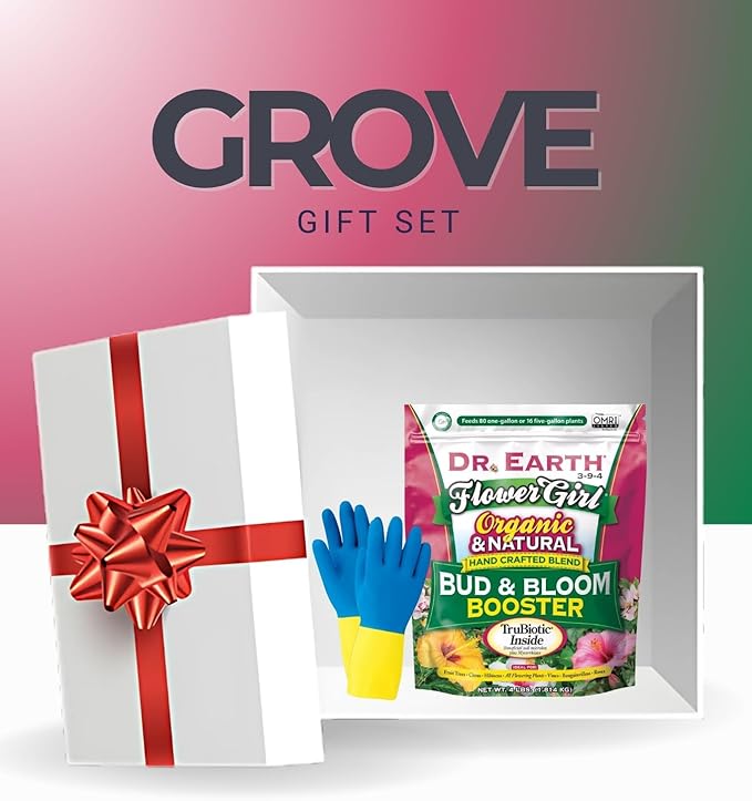 Dr. Earth Flower Girl Organic Granules Rose Citrus Plant Food 4 lb Bundle with Cleaning Gloves for Rose Fertilizer Support &amp Garden Use — Gift Set (2 Items)