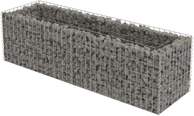 Gabion Raised Bed Galvanized Steel Gabion Planter Raised Bed Wire Fencing Patio Flower Plant Basket Rock Stone Fill Mesh Fence 70.9x19.7x19.7-340