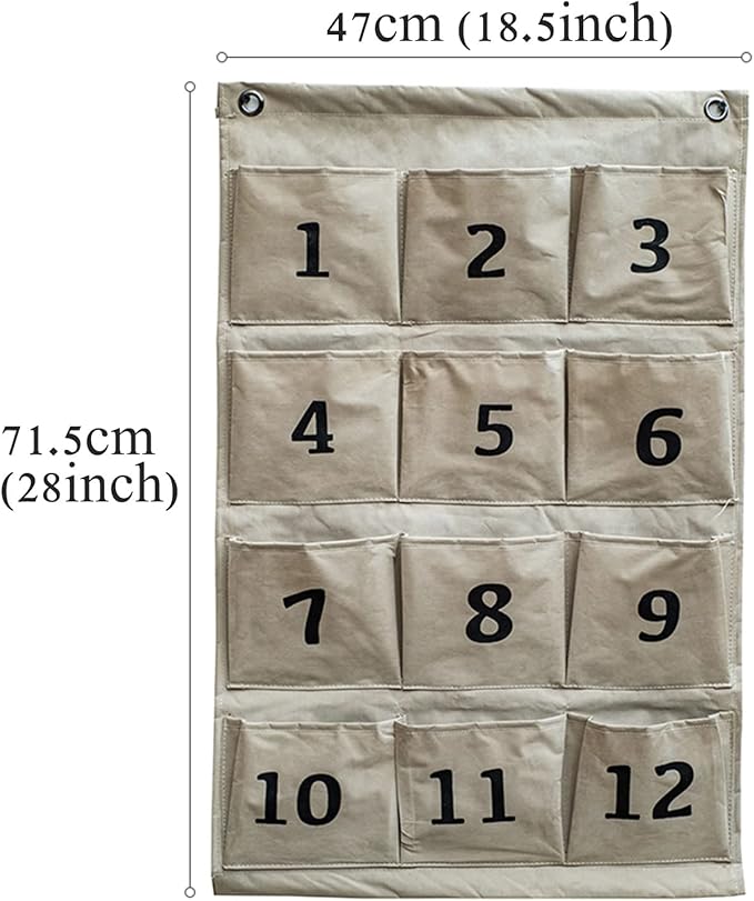 Garden Tool Storage Bag Hanging Wall Canvas Garden Organizer with 12 Pockets Large Organizer Bag