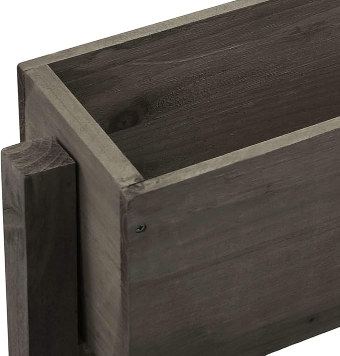Solid Firwood Planter Grey Water-Based Finish 23.6x23.6x29.5 Inch Outdoor Raised Garden Bed for Patio Balcony Gardening