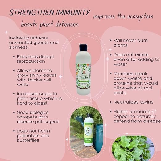 VermisTerra Vitality 32 oz - Houseplant and Indoor Plant Food Mother Earth's Balanced Fertilizer Organic Root Cuttings No Harmful Chemicals Wont Burn Plants Lush Growth. No Odor Reduces Shock