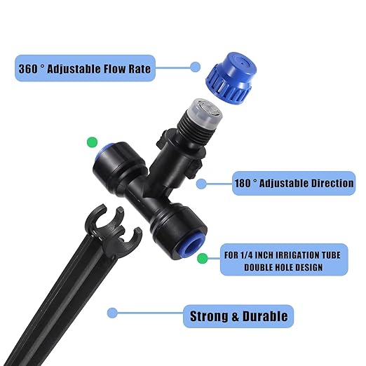 Drip Irrigation Emitterswith Adjustable 360 Degree Water Flow Drippers Atomization Sprayer for 1/4 inch TubingGarden Drippers Sprinker for House Garden Watering System (36pcs-Atomization Sprinker)