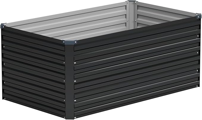 Vengarus 4x2x2FT Galvanized Raised Garden Bed Kit Outdoor Metal Planter Box for Vegetables FruitsHerbs and Succulents - 120 Gallon CapacityBlack