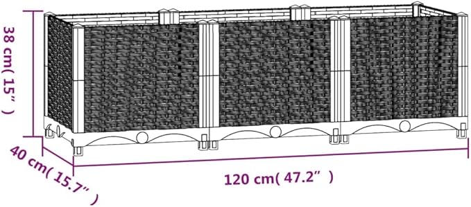 YAFF Raised Bed 47.2x15.7x15 Polypropylene (15.136lbs)