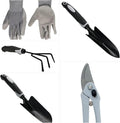 DADE Garden Hand Tools Sets Knit-Latex Grip GlovesSoft-Grip Handles Small Shovel Soft-Grip Handle Trowelby-Pass Pruning Shear Soft-Grip Handle Cultivator (Grey) 5 Pcs