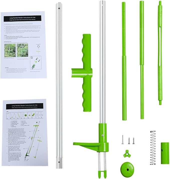 Portable Stand Up Weed Puller Garden Lawn Root Remover Tool Long Handle Weeding Tool with 3-Claw Steel Head