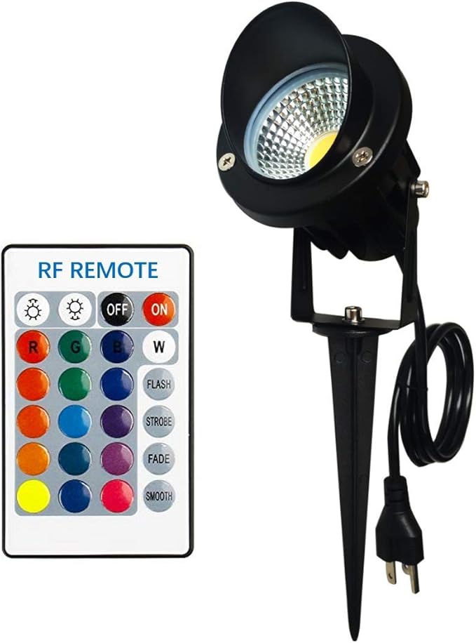 Color LED Outdoor Landscape Spotlight Remote 10W RGB Waterproof Spot Light for Yard Tree Garden Halloween Christmas Lighting 120V
